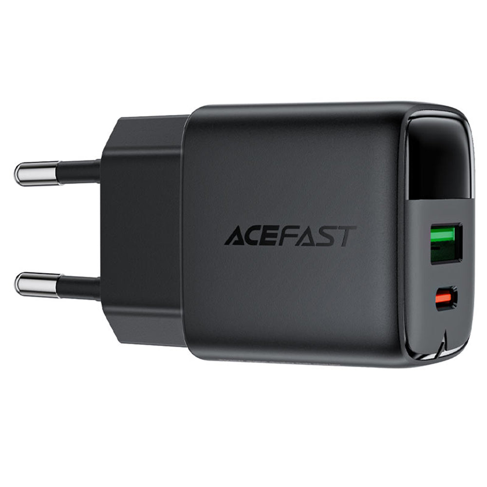 Acefast A116 Display hálózati töltő, 35W, 3A, 1 x USB-A - 1 x USB-C, Fekete