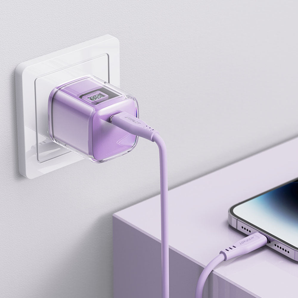 Acefast A53 Sparkling Display hálózati töltő, 30W, 3A, 1 x USB-C, Lila