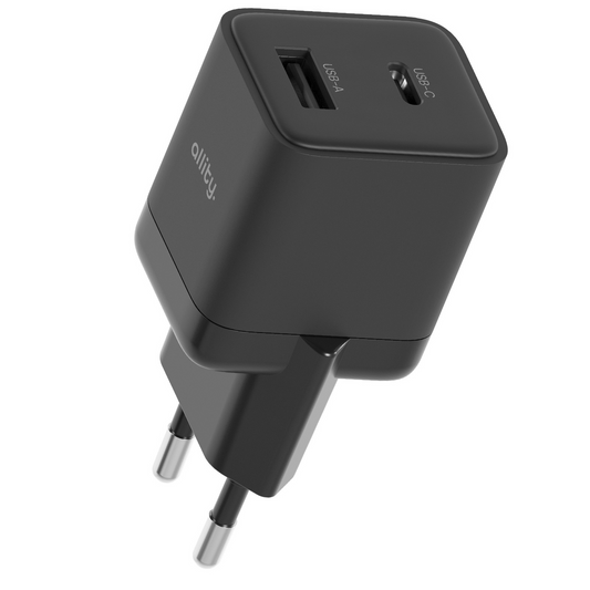 Allity Network Charger. ATC-01-30WAC Mini, 30W, 3A, 1 x USB-A - 1 x USB-C, Black