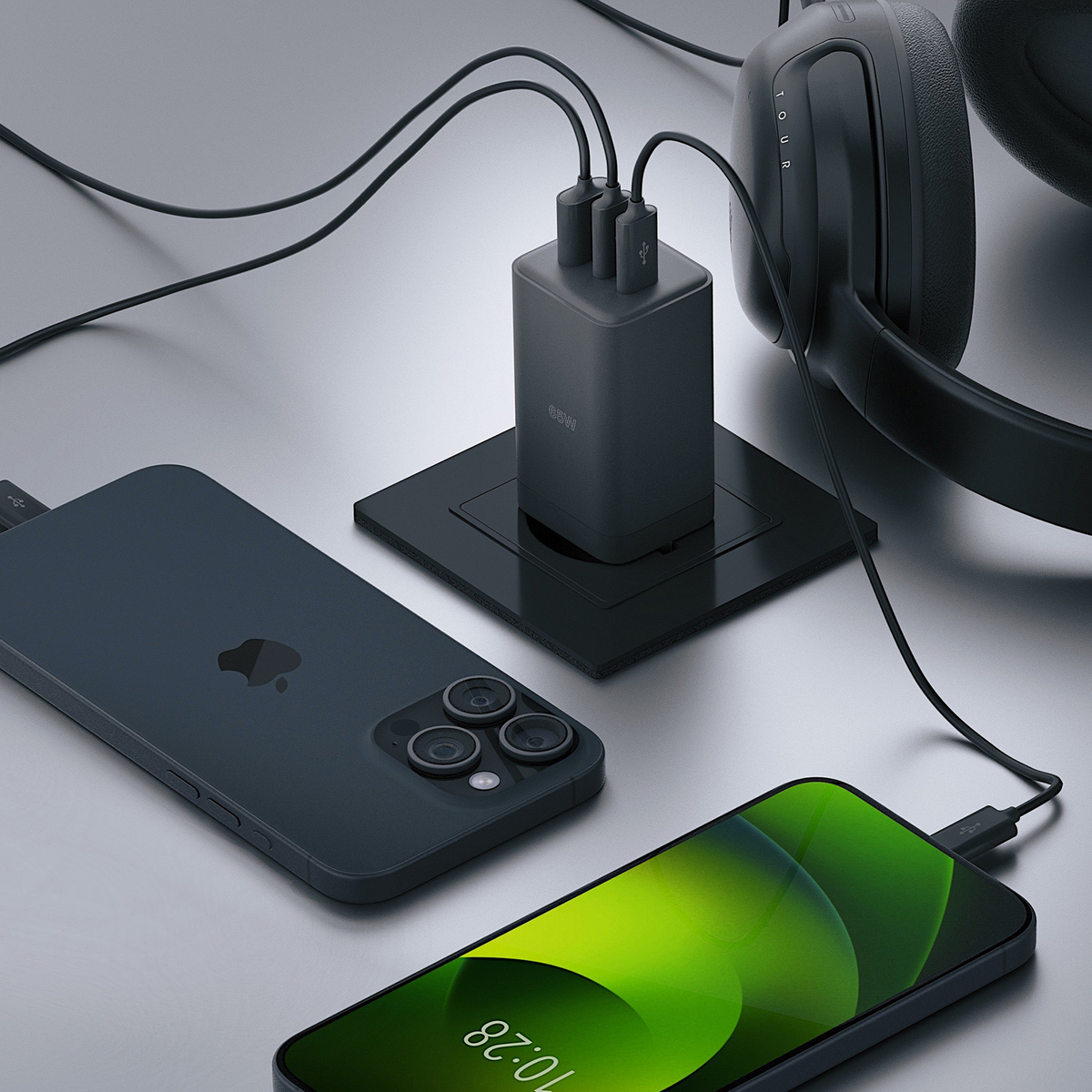 Allity Hálózati Töltő. ATC-01-65WACC Fast, 65W, 3.25A, 1 x USB-A - 2 x USB-C, Fekete