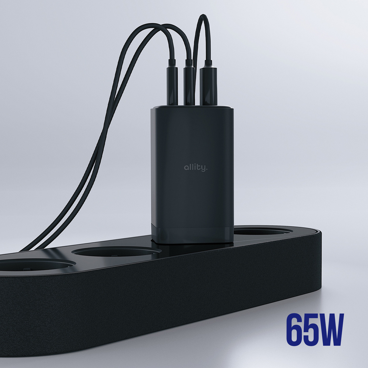 Allity Hálózati Töltő. ATC-01-65WACC Fast, 65W, 3.25A, 1 x USB-A - 2 x USB-C, Fekete