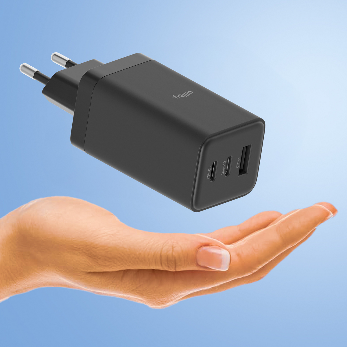 Allity Hálózati Töltő. ATC-01-65WACC Fast, 65W, 3.25A, 1 x USB-A - 2 x USB-C, Fekete