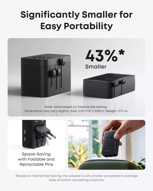 Anker Nano Travel hálózati töltő, 20W, 3A, 2 x USB-A - 2 x USB-C, Fekete A9215H11