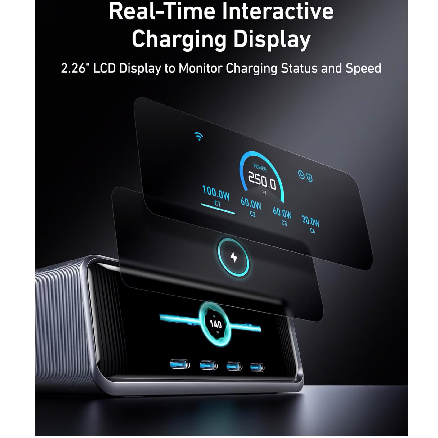 Töltőállomás Anker Prime, 250W, 2 x USB-A - 4 x USB-C, fekete A2345341