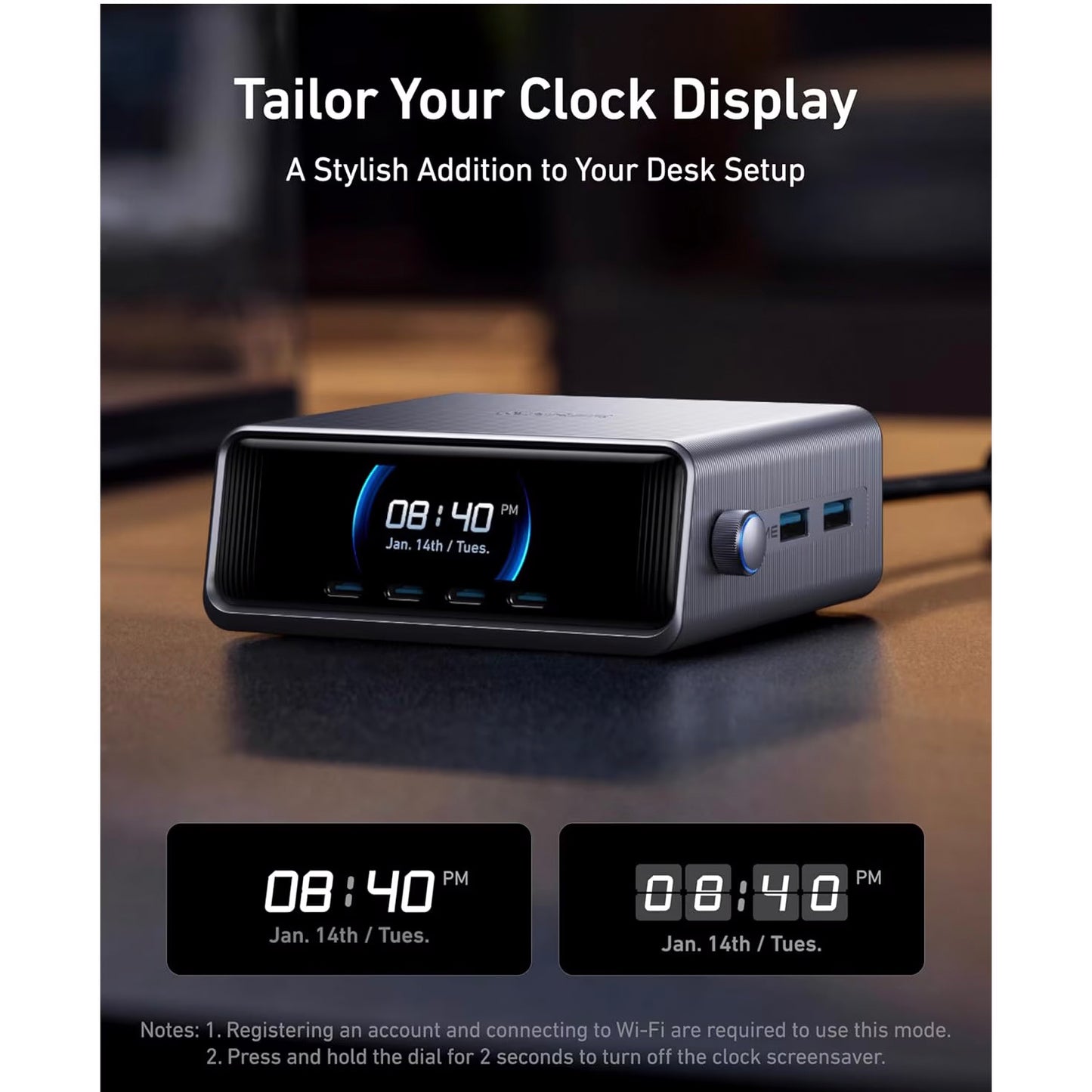 Töltőállomás Anker Prime, 250W, 2 x USB-A - 4 x USB-C, fekete A2345341