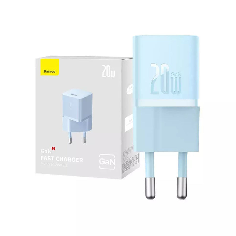 Baseus GaN Mini 1C Hálózati Töltő, 20W, 3A, 1 x USB-C, Kék CCGN050103