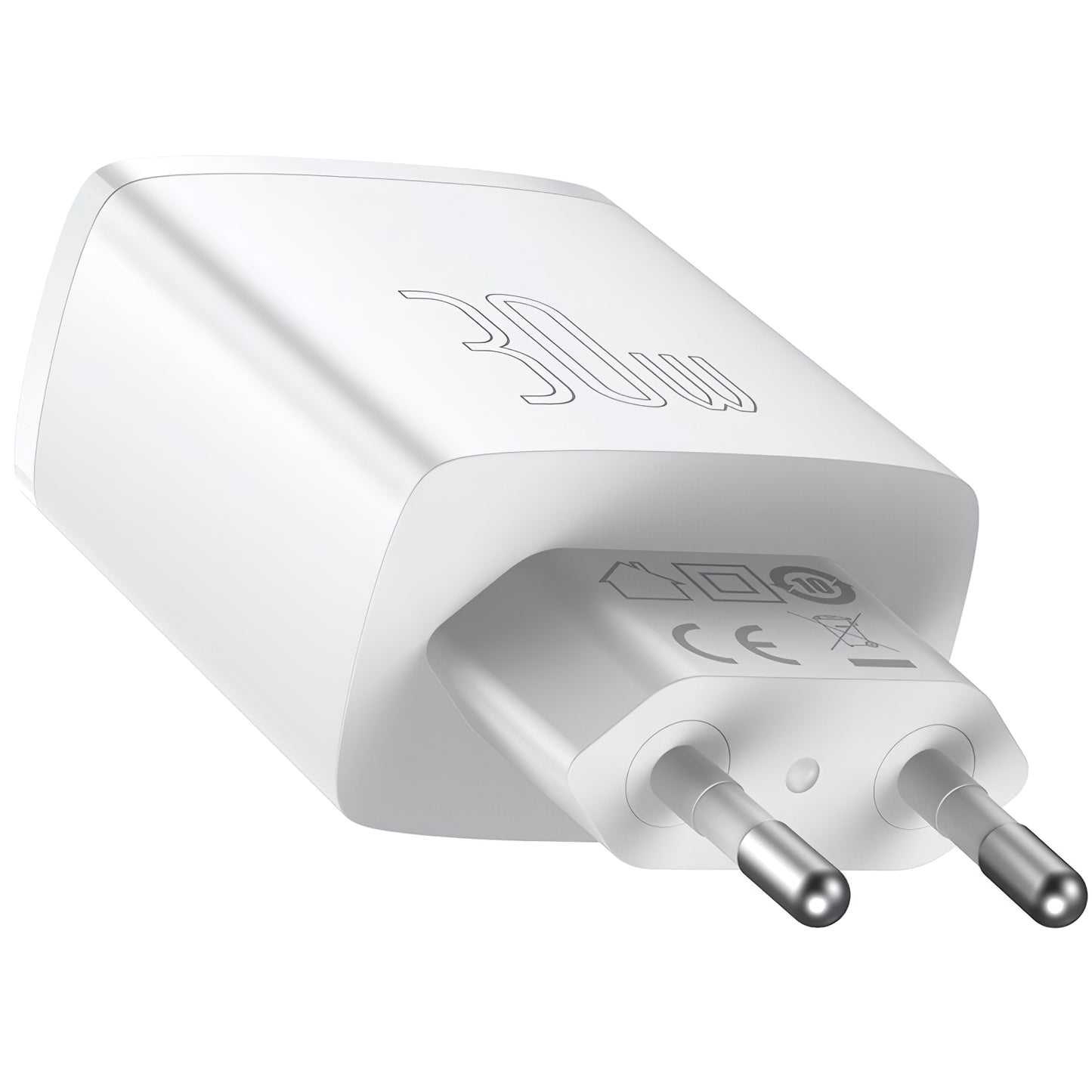 Baseus Compact hálózati töltő, 30W, 1 x USB-C - 2 x USB-A, fehér CCXJ-E02
