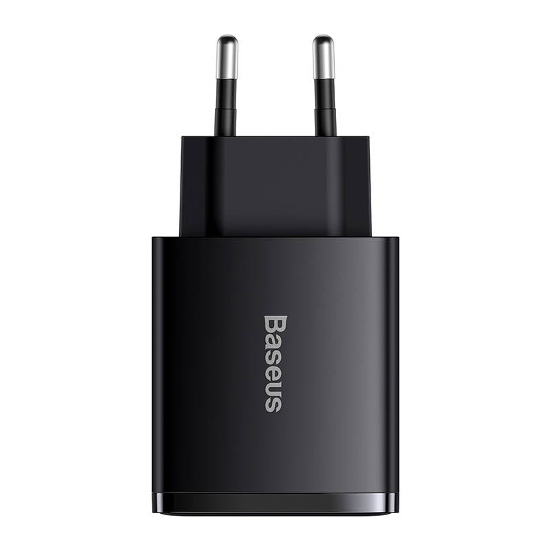 Baseus kompakt hálózati töltő, 30W, 3A, 1 x USB-C - 2 x USB-A, fekete CCXJ-E01