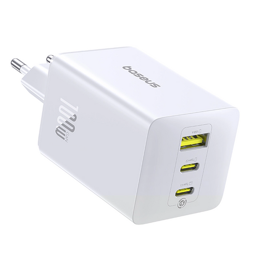 Baseus EnerFill FE11 hálózati töltő, 100W, 5A, 1 x USB-A - 2 x USB-C, Fehér P10182102213-00