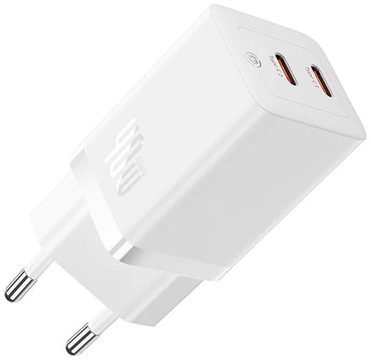 Baseus GaN5 Pro hálózati töltő, 40W, 3A, 2 x USB-C, Fehér CCGP180102