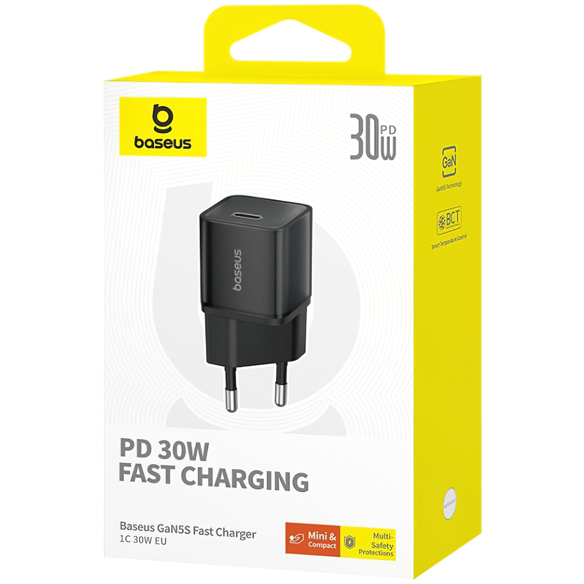 Baseus GaN5S hálózati töltő GaN5S, 30W, 3A, 1 x USB-C, fekete P10162504113-00