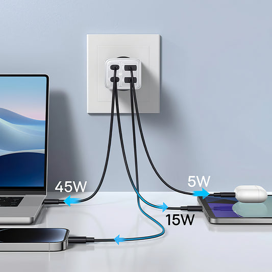 Baseus GaN6 Pro hálózati töltő, 65W, 3,25A, 2 x USB-A - 2 x USB-C, fehér