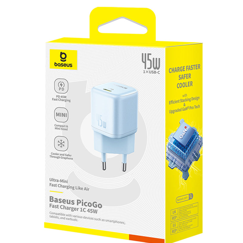 Baseus PicoGo hálózati töltő, 45W, 3A, 1 x USB-C, Kék P10176800313-00