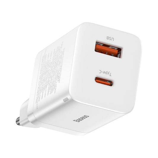 Baseus Super Si Pro hálózati töltő, 30W, 3A, 1 x USB-A - 1 x USB-C, fehér CCSUPP-E02