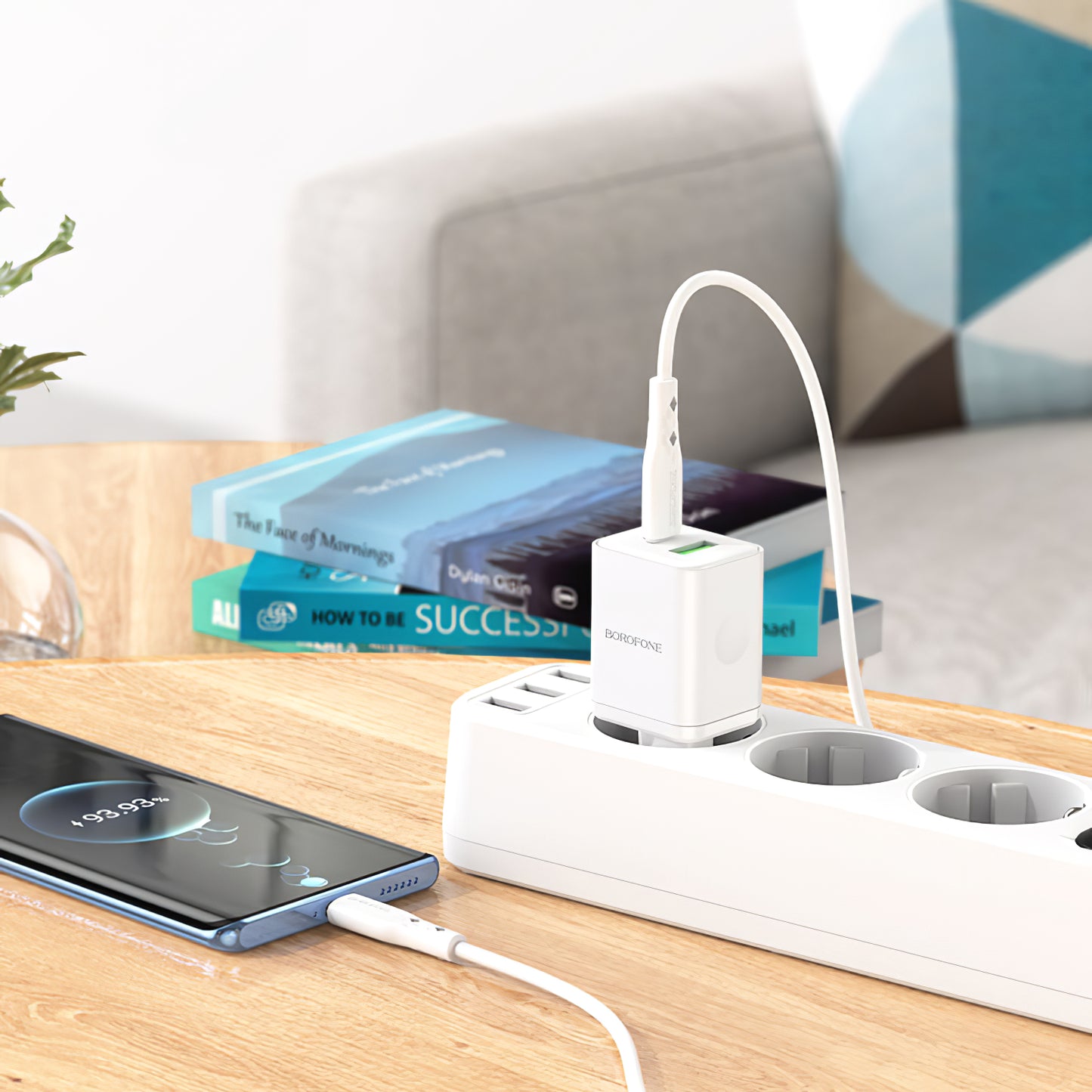 Borofone BN7 hálózati töltő, 20W, 3A, 1 x USB-A - 1 x USB-C, Fehér