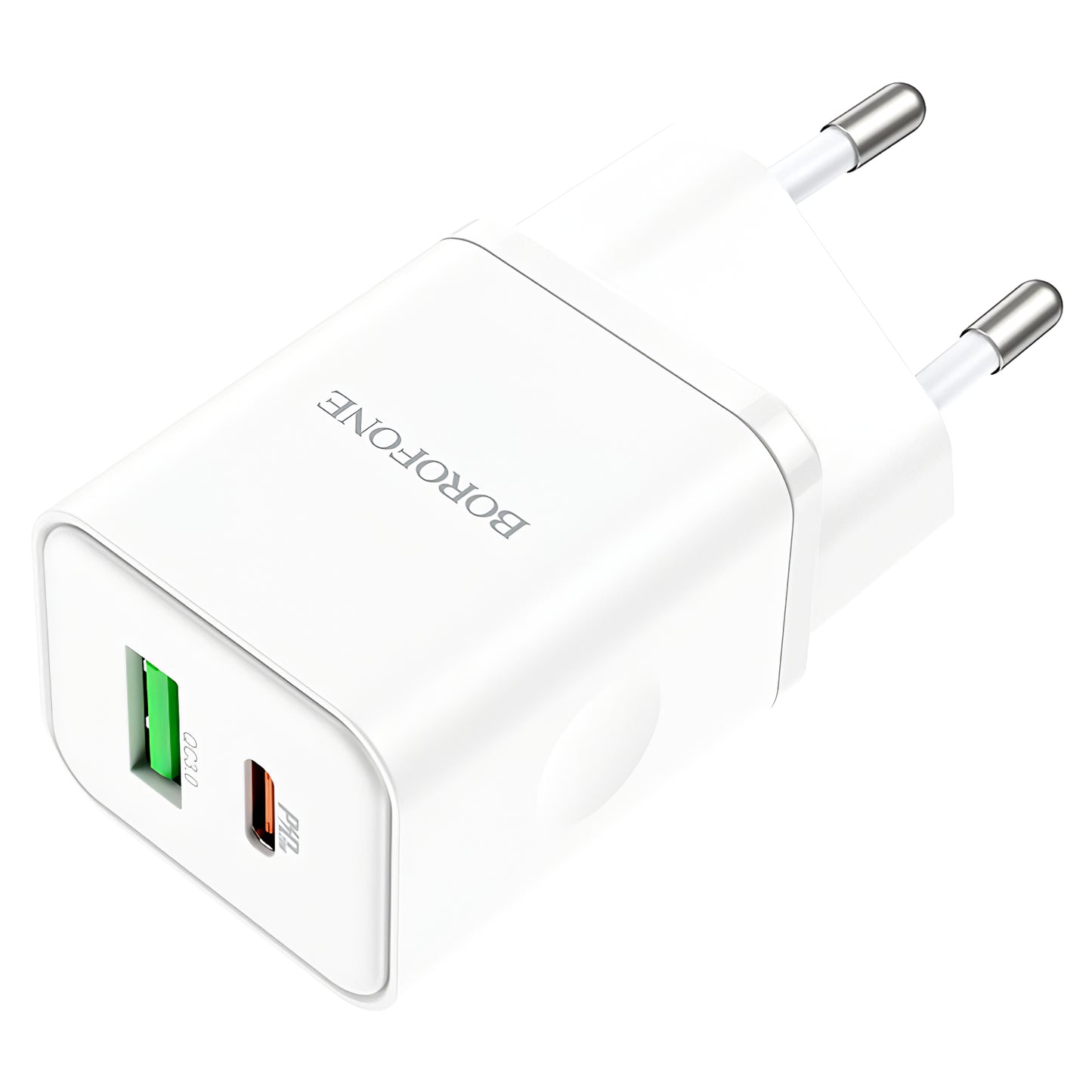 Borofone BN7 hálózati töltő, 20W, 3A, 1 x USB-A - 1 x USB-C, Fehér