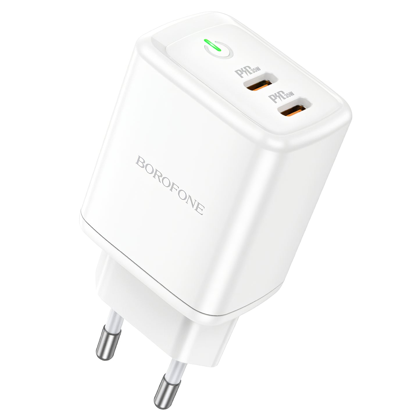 Borofone BN9 hálózati töltő, 35W, 3A, 2 x USB-C, Fehér