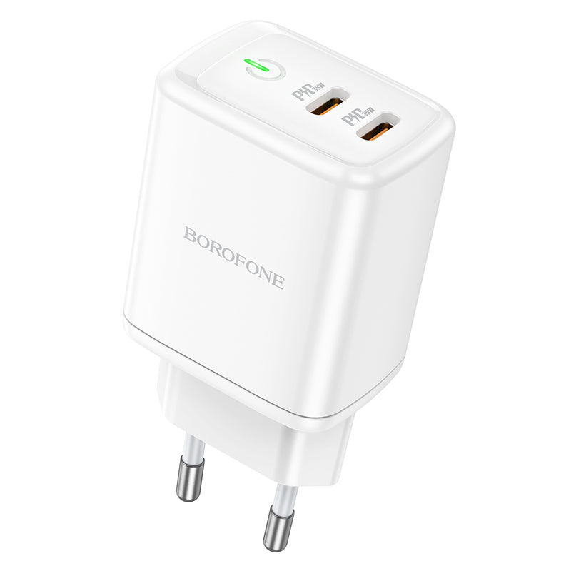 Borofone BN9 hálózati töltő, 35W, 3A, 2 x USB-C, Fehér