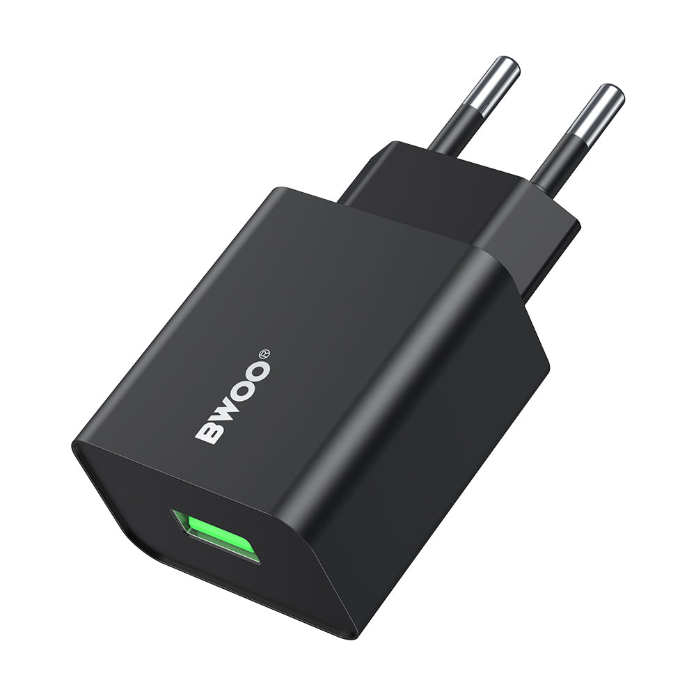 BWOO CDA249 hálózati töltő, 12W, 2.4A, 1 x USB-A, Fekete