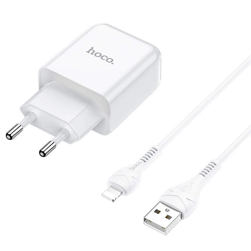 HOCO N2 Lightning kábel hálózati töltő, 10W, 2A, 1 x USB-A, Fehér