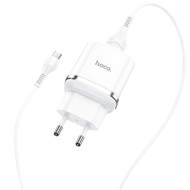 Hálózati töltő microUSB kábellel HOCO N3, 18W, 3A, 1 x USB-A, Fehér