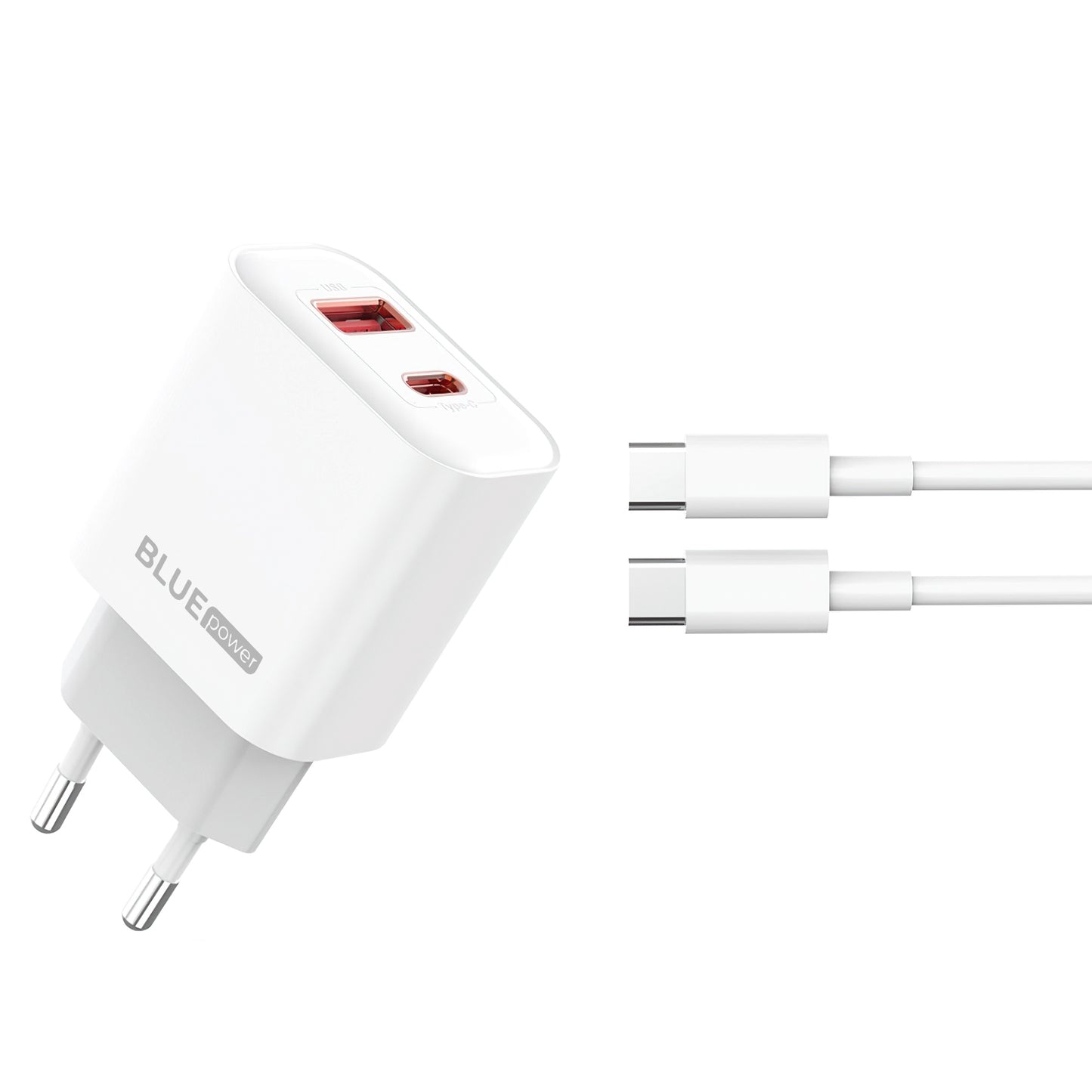 Blue Power BPCE12C USB-C kábeles hálózati töltő BPCE12C, 20W, 3A, 1 x USB-A - 1 x USB-C, Fehér
