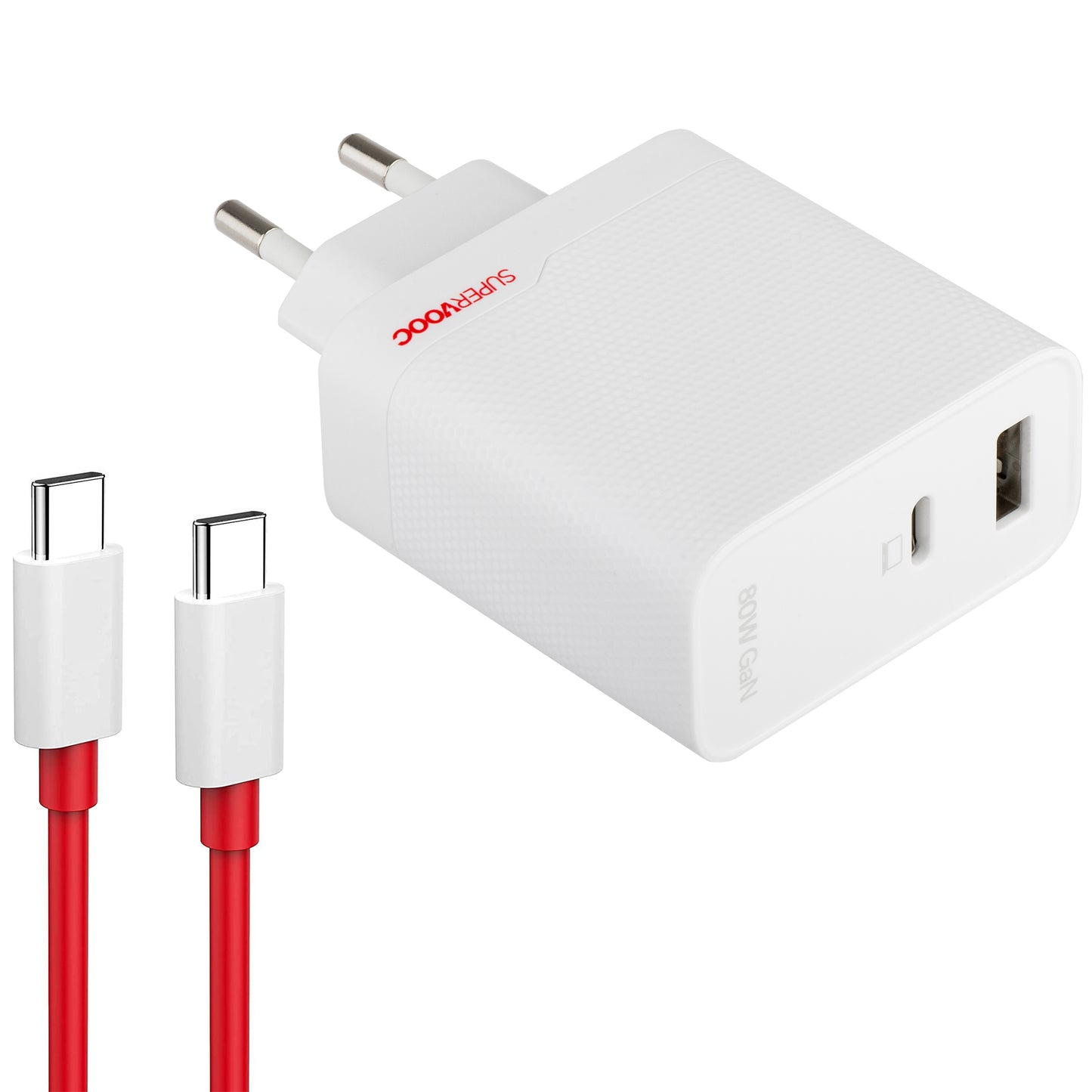 OnePlus hálózati töltő USB-C kábellel, 80W, 7,3A, 1 x USB-A - 1 x USB-C, Fehér 5461100597