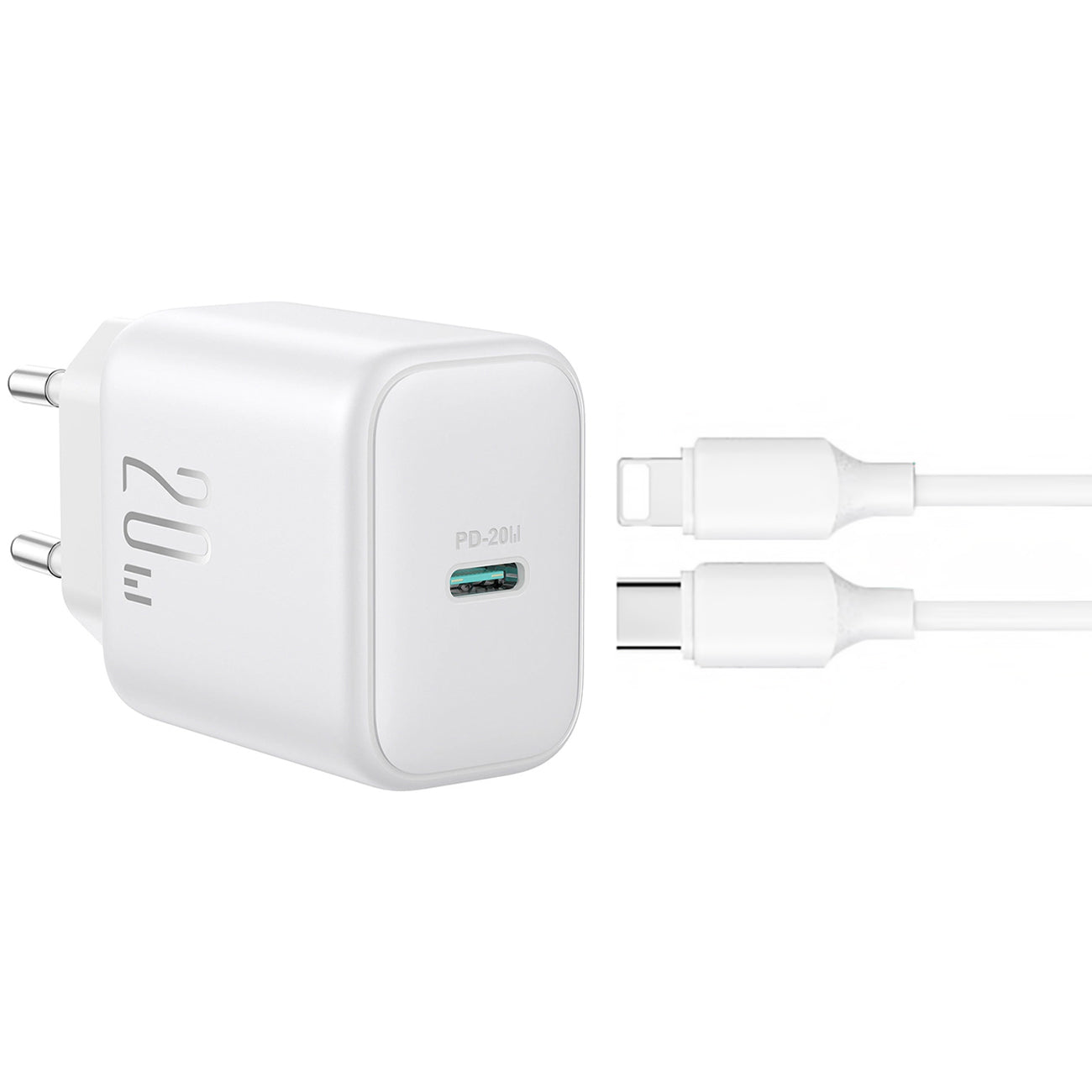 Hálózati töltő Lightning kábellel Joyroom JR-TCF20, 20W, 3A, 1 x USB-C, Fehér