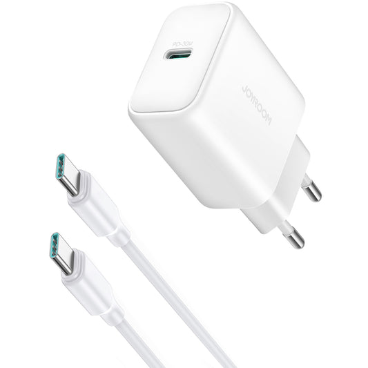 Hálózati töltő USB-C kábellel Joyroom JR-TCF24, 30W, 3A, 1 x USB-C, Fehér
