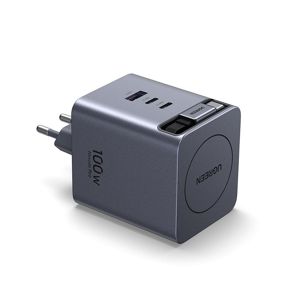 Hálózati töltő USB-C kábellel UGREEN X616 (65828), 100W, 5A, 1 x USB-A - 3 x USB-C, Szürke