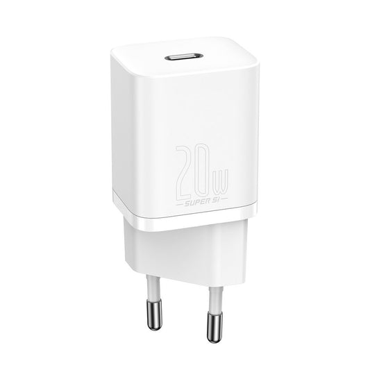 Baseus Super Si hálózati töltő Lightning kábellel, 20W, 3A, 1 x USB-C, fehér TZCCCSUP-B02