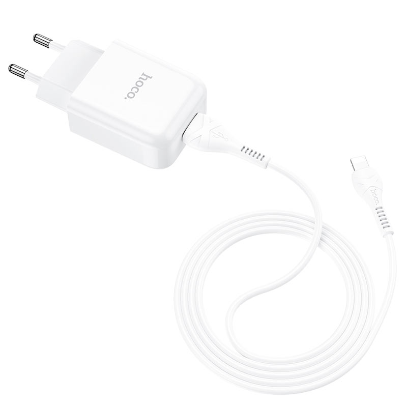 HOCO N2 Lightning kábel hálózati töltő, 10W, 2A, 1 x USB-A, Fehér