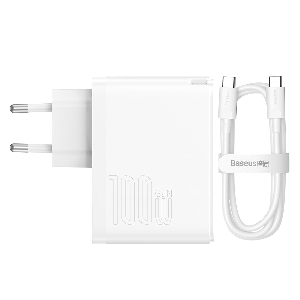 Baseus GaN5 Pro USB-C hálózati töltő kábellel, 100W, 3A, 1 x USB-A - 1 x USB-C, Fehér CCGP090202
