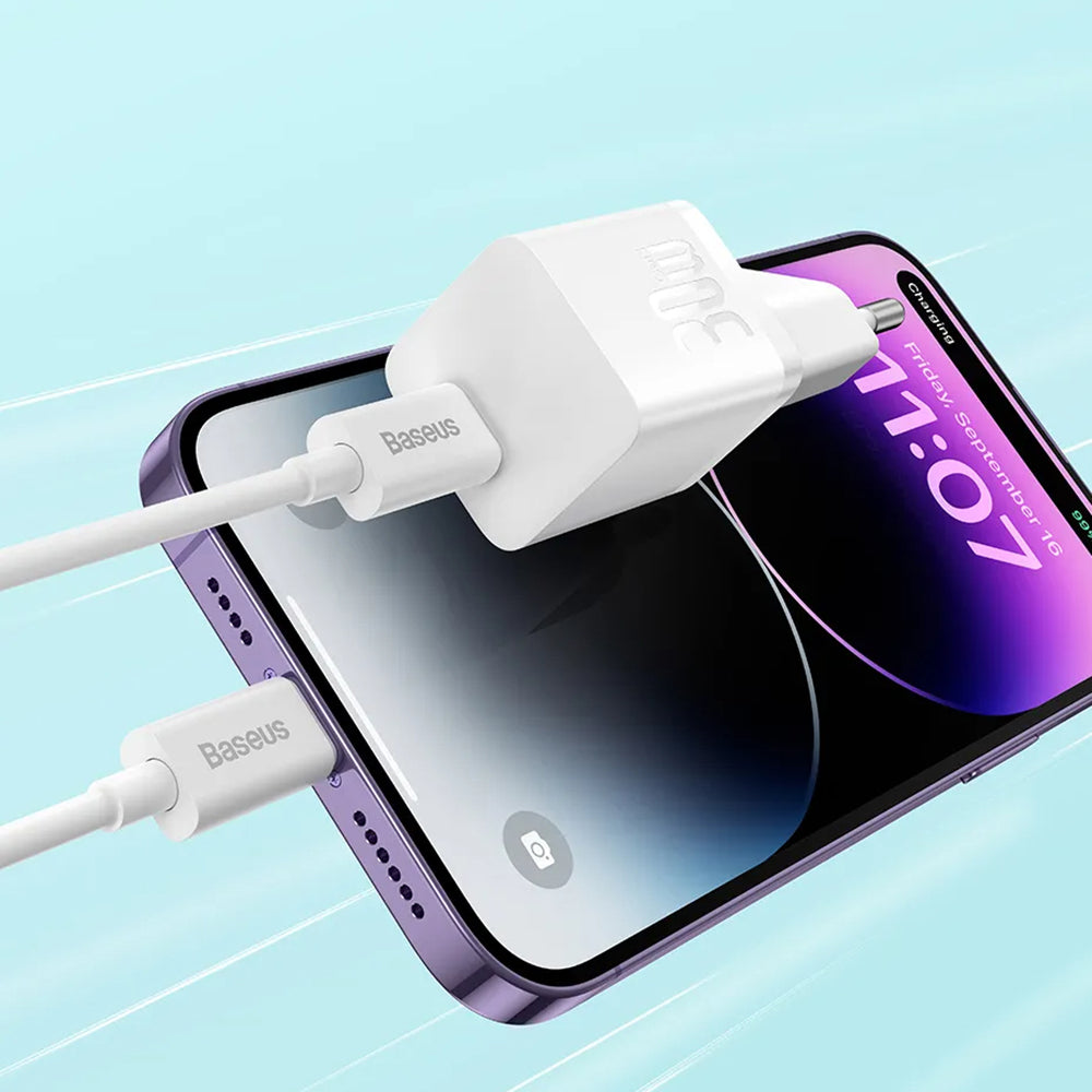 Baseus GaN5S USB-C kábel hálózati töltő GaN5S, 30W, 3A, 1 x USB-C, fehér P1011090902213-00