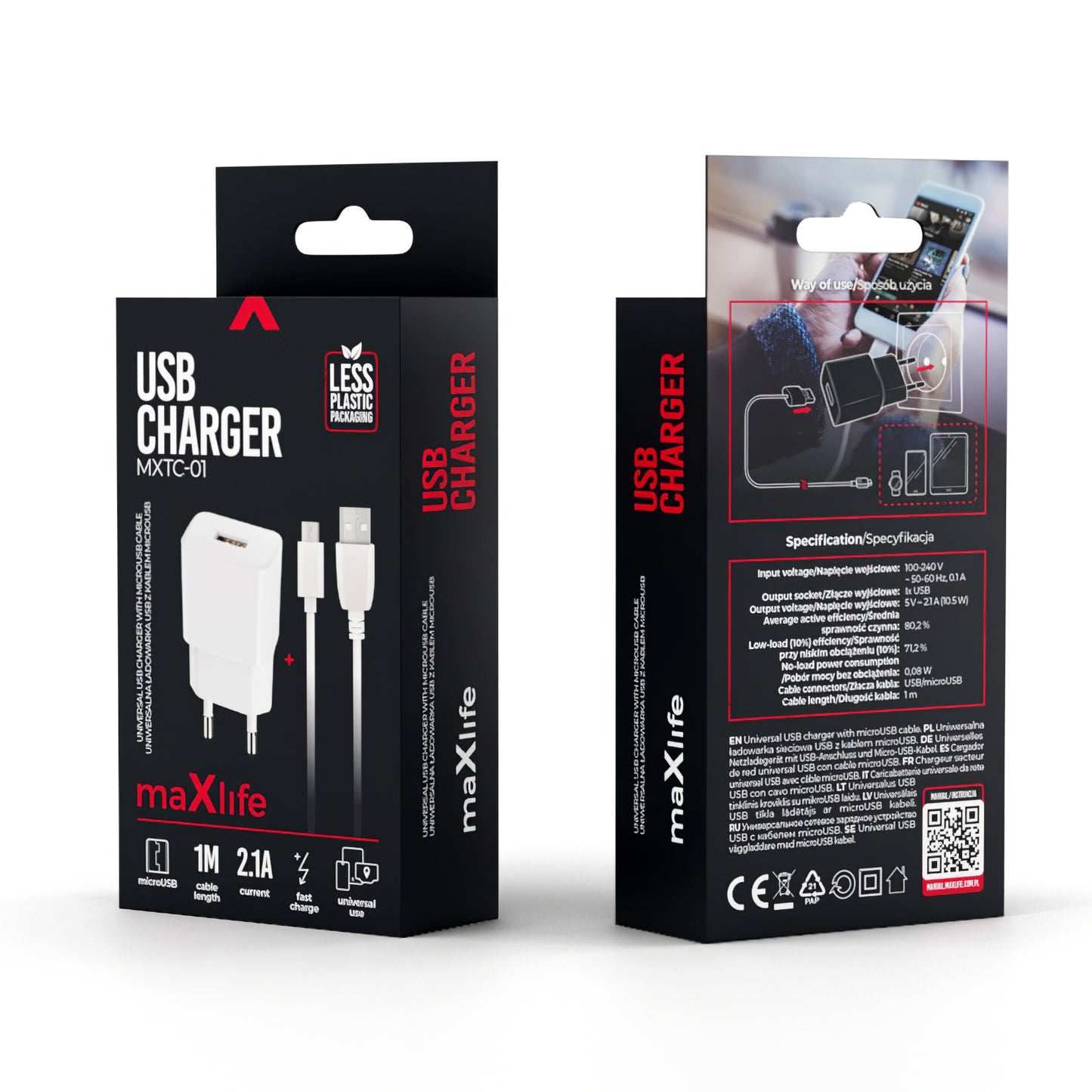 MaXlife MXTC-01, 10.5W, 2.1A, 1 x USB-A, fehér