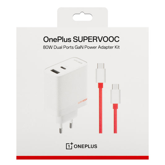 OnePlus hálózati töltő USB-C kábellel, 80W, 7,3A, 1 x USB-A - 1 x USB-C, Fehér 5461100597