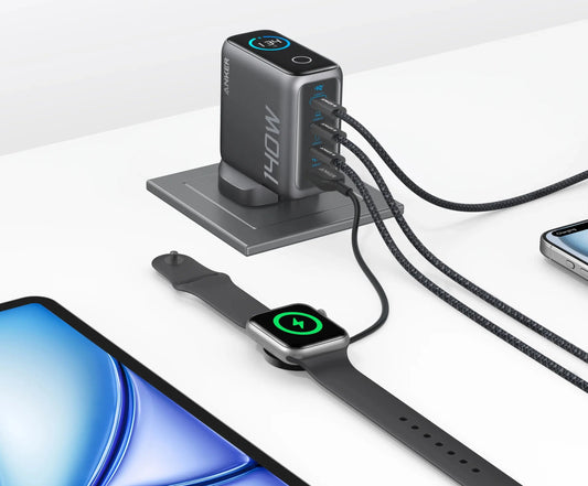 Anker Zolo USB-C kábelhálózati töltő, 140W, 5A, 1 x USB-A - 3 x USB-C, Fekete B2697GZ1