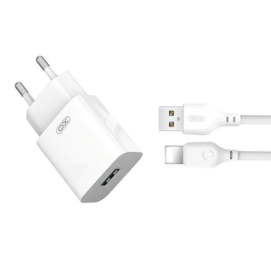 Hálózati töltő Lightning kábellel XO Design L99, 12W, 2.4A, 1 x USB-A, Fehér