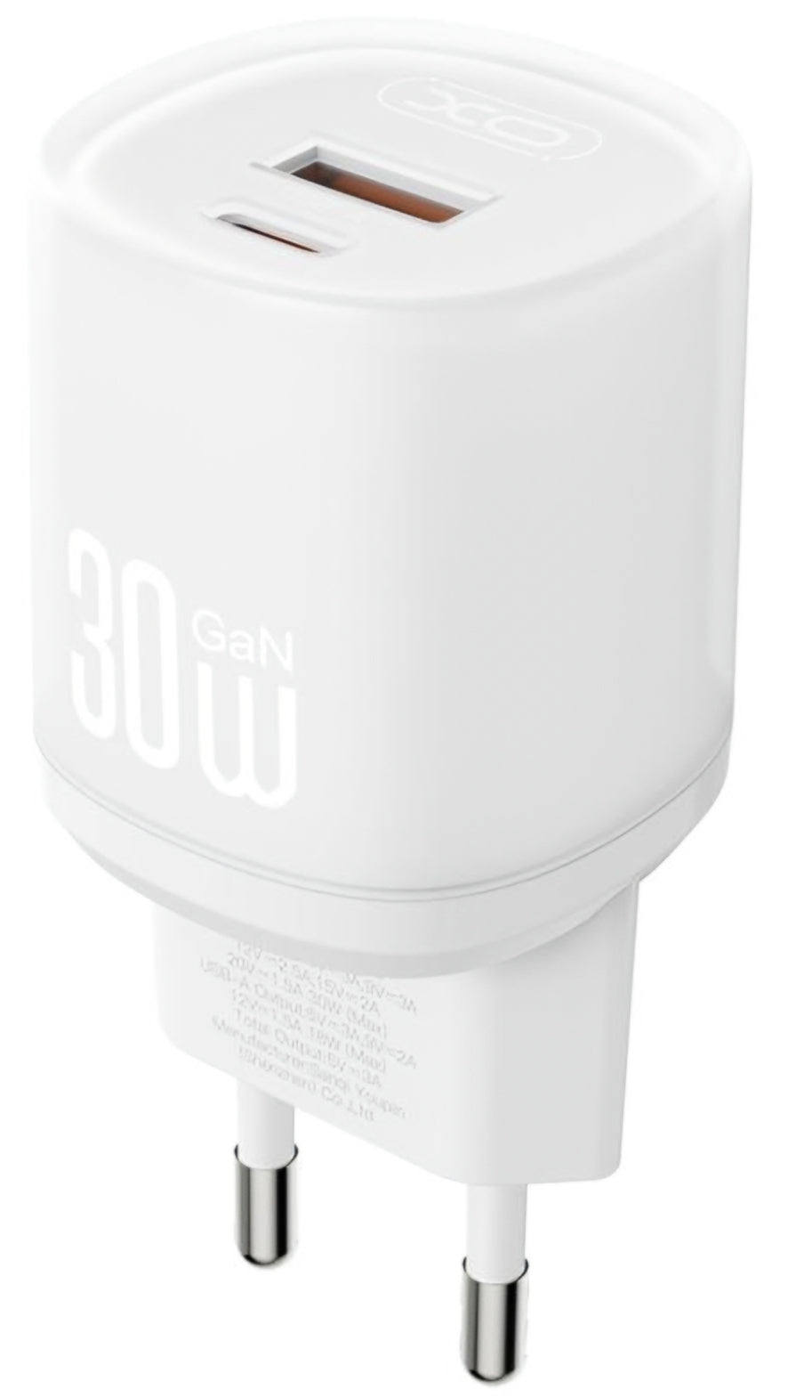 Hálózati töltő USB-C kábellel XO Design L151, 30W, 3A, 1 x USB-A - 1 x USB-C, Fehér