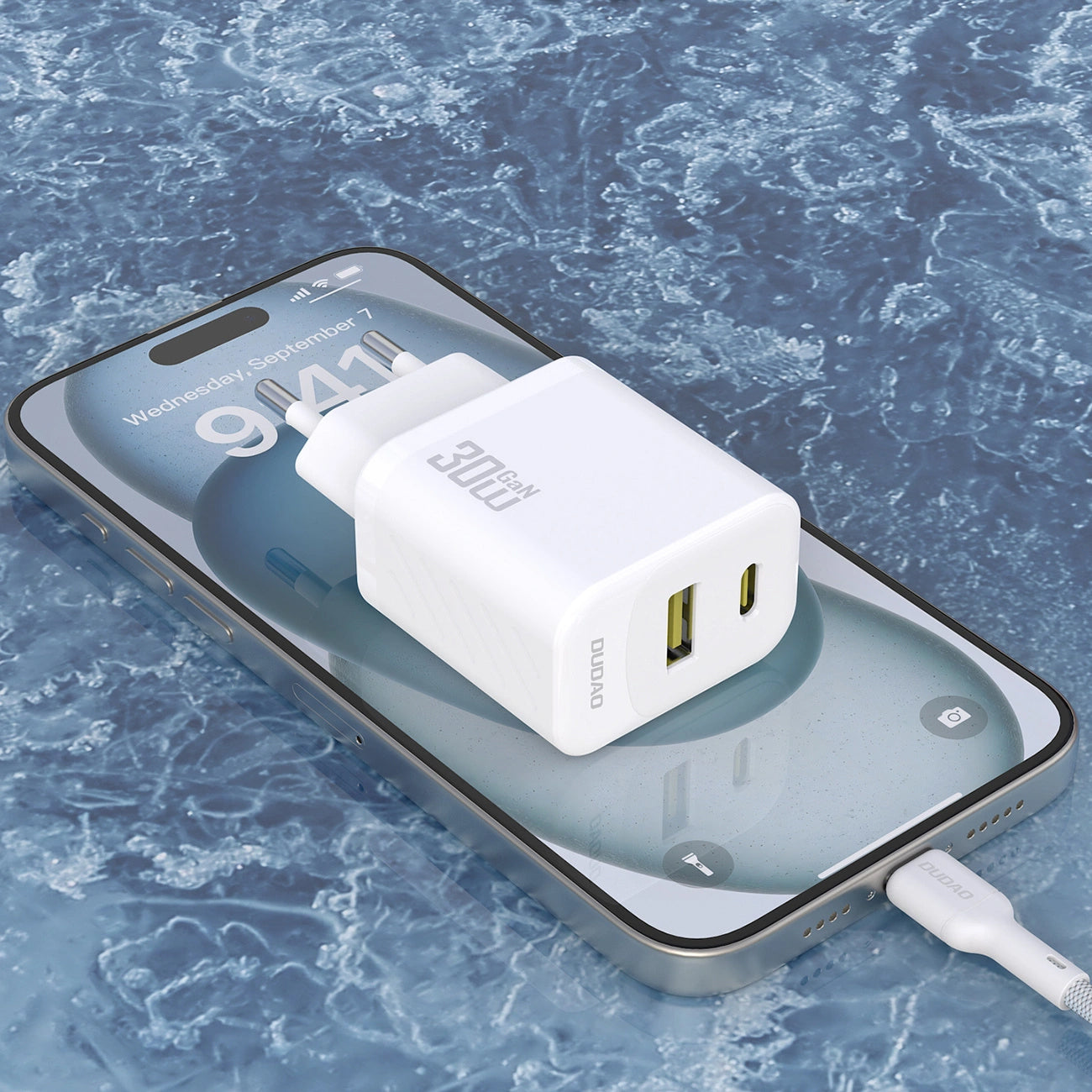 Hálózati töltő USB-C kábellel Dudao A27TCEU, 30W, 1 x USB-A - 1 x USB-C, Fehér