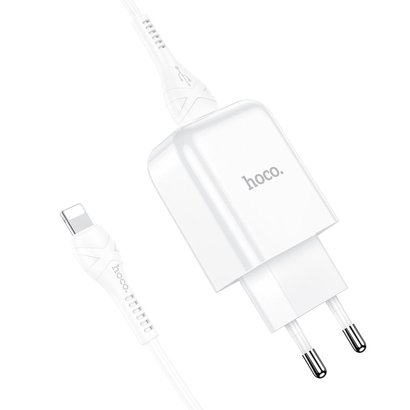 HOCO N2 Lightning kábel hálózati töltő, 10W, 2A, 1 x USB-A, Fehér