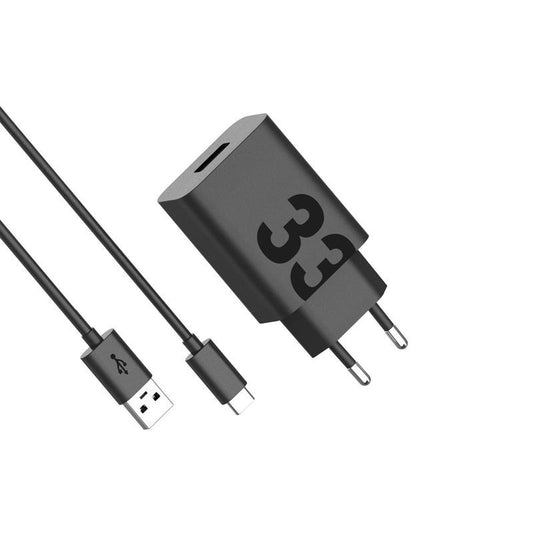 Motorola TurboPower hálózati töltő USB-C kábellel, 33W, 3A, 1 x USB-A, Fekete PG38C06448