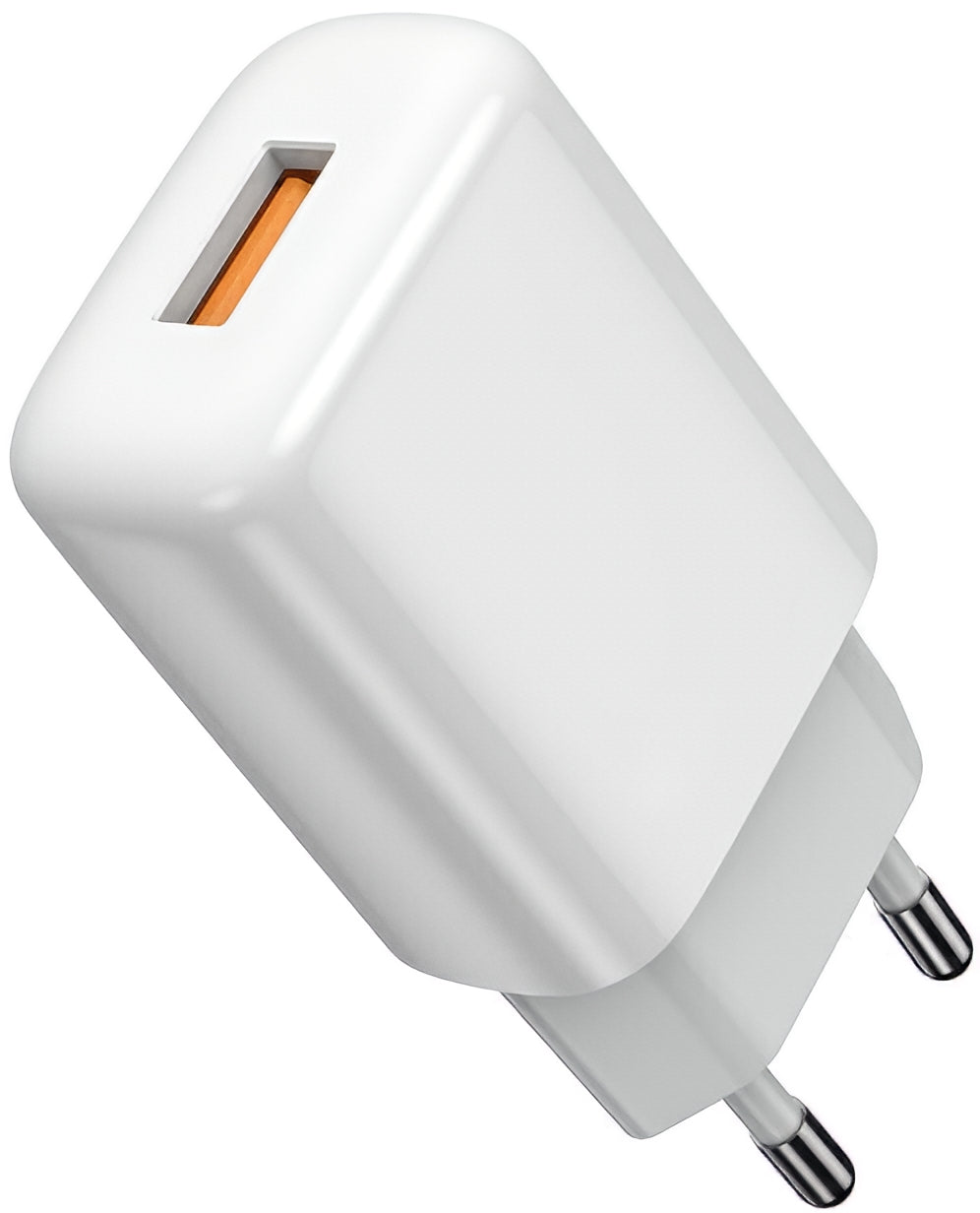 Hálózati töltő USB-C kábellel Prestico F9S, 12W, 2.4A, 1 x USB-A, Fehér