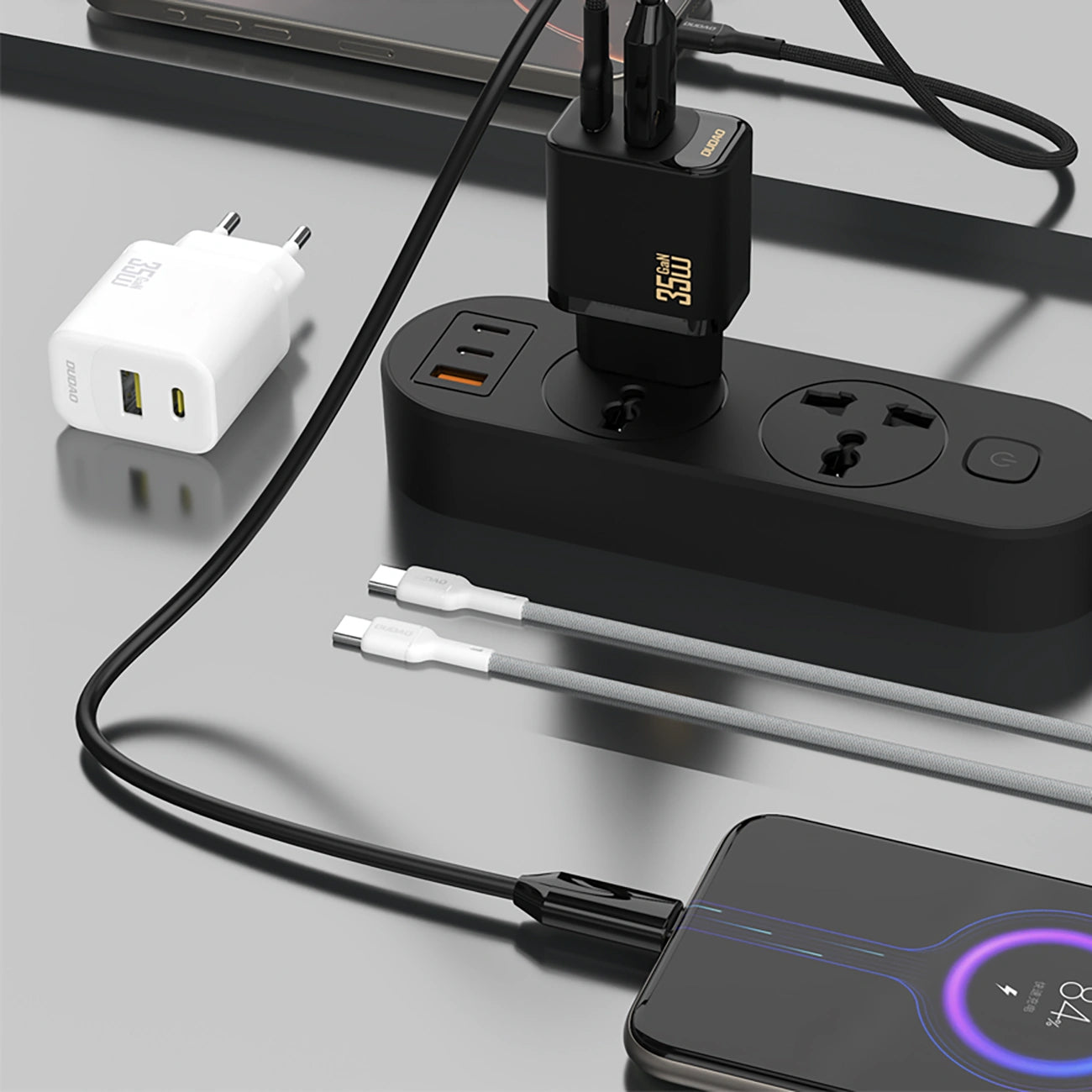 Hálózati töltő USB-C kábellel Dudao A27 Max, 35W, 1 x USB-A - 1 x USB-C, Fekete