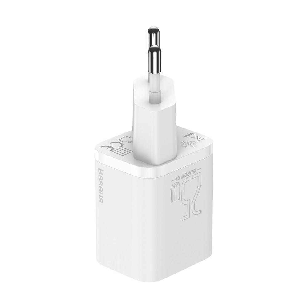 Baseus Super Si USB-C kábeles hálózati töltő, 25W, 3A, 1 x USB-C, fehér TZCCSUP-L02