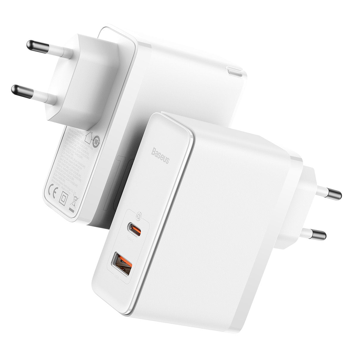 Baseus GaN5 Pro USB-C hálózati töltő kábellel, 100W, 3A, 1 x USB-A - 1 x USB-C, Fehér CCGP090202
