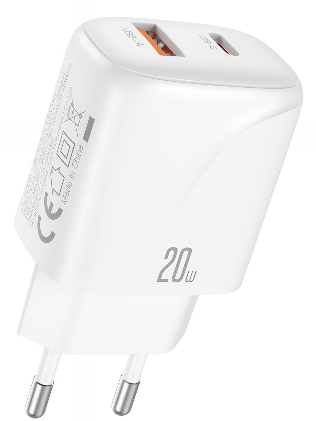 Hálózati töltő USB-C kábellel XO Design L158, 20W, 3A, 1 x USB-A - 1 x USB-C, Fehér