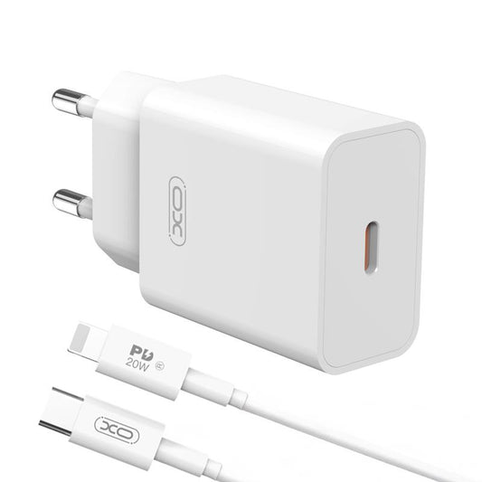 XO Design L126 Lightning kábeles hálózati töltő, 20W, 3A, 1 x USB-C, Fehér