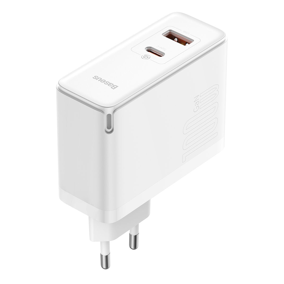 Baseus GaN5 Pro USB-C hálózati töltő kábellel, 100W, 3A, 1 x USB-A - 1 x USB-C, Fehér CCGP090202