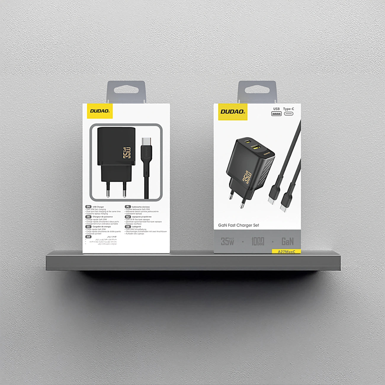 Hálózati töltő USB-C kábellel Dudao A27 Max, 35W, 1 x USB-A - 1 x USB-C, Fekete